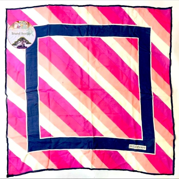 Yves Saint Laurent Pink and Blue Striped Scarf - Picture 1 of 10
